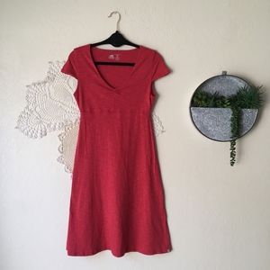 Horny Toad Rose Marie red slub v-neck ruched dress
